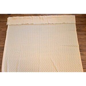 Retro Peach Knit Shower Curtain W Valance White Pom Pom Trim Pastel Cottage